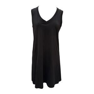 Pact Organic Cotton V Neck Sleeveless A Line Tank Dress Size Medium Black